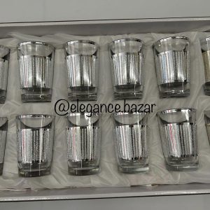 Vasos té - Plateado purpurina lineal