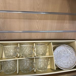 Set tazas café con leche, transparente