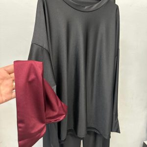 Burkini ( 3 piezas) doble color - NEGRO CON BURDEO