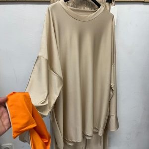 Burkini ( 3 piezas) doble color - BEIGE CON NARANJA