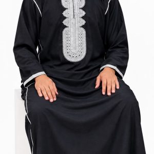 ABAYA / QAMIS MANGA LARGA - NEGRO GRIS