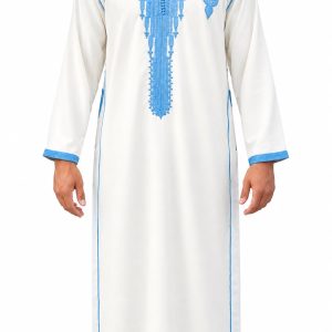 ABAYA / QAMIS MANGA LARGA - BLANCO CELESTE