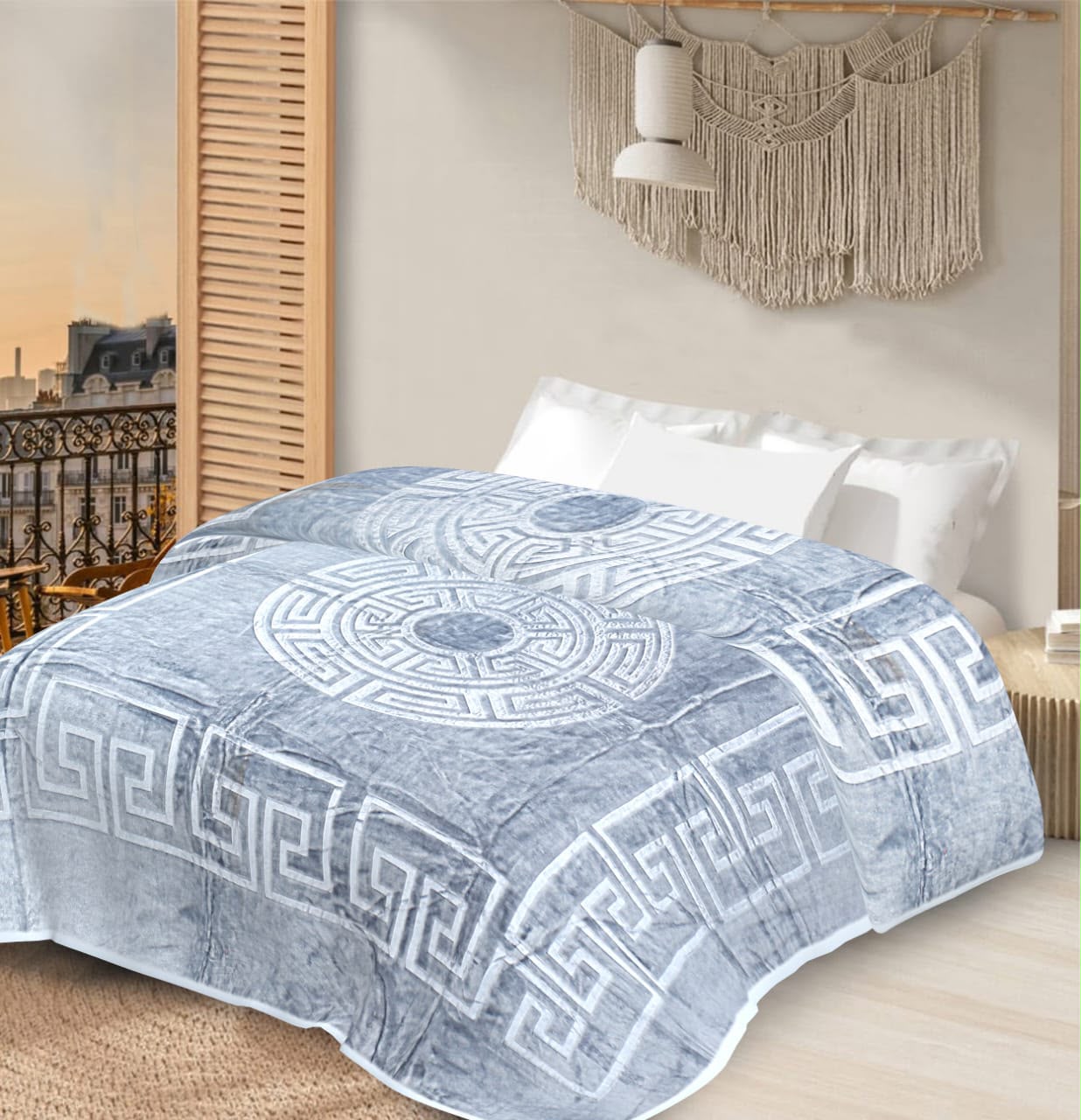 Manta Extra Suave 210 x 230 cm- GRIS CLARO VERSACE
