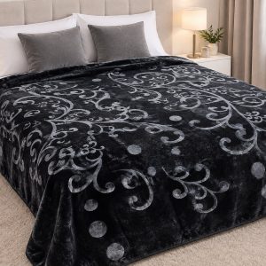 Manta Premium Estampada – 2,5 a 3 kg 240 x 200 - NEGRO
