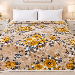 Manta Premium Estampada – 2,5 a 3 kg 240 x 200 - FLORES AMARILLAS