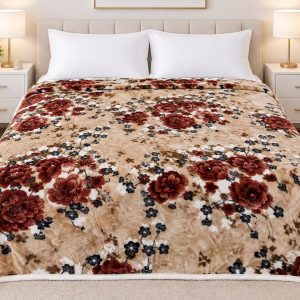 Manta Premium Estampada – 2,5 a 3 kg 240 x 200 - FLORES MARRÓN
