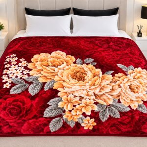 Manta Premium con EMBALAJE – 2,5 kg 160 x 220 - GRANATE flores