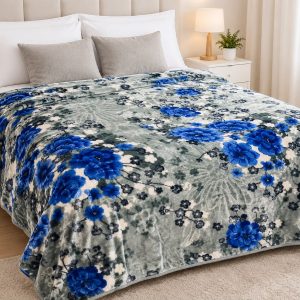 Manta Premium Estampada – 2,5 a 3 kg 240 x 200 - FLORES AZULES