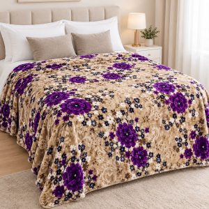 Manta Premium Estampada – 2,5 a 3 kg 240 x 200 - FLORES LILA